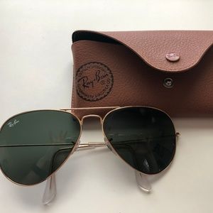 Ray-Ban Sunglasses Aviator Gold Frame Green Lens